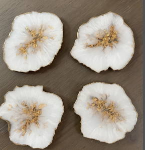 Sliced <b>Coasters</b> <b>Agate</b> Slices Marble Stone <b>Coaster</b> Gold White <b>Agate</b> <b>Coaster</b> From India - Product Image 1