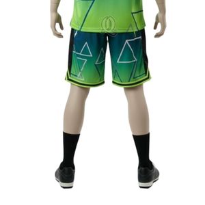 ชุดเสื้อฟุตบอลผ้าโพลีเอสเตอร์ระบายอากาศได้ดีแบบสามเหลี่ยมไล่ระดับสีชุดเล่นฟุตบอลสีเขียวและน้ำเงินแบบกำหนดเอง - Product Image 5