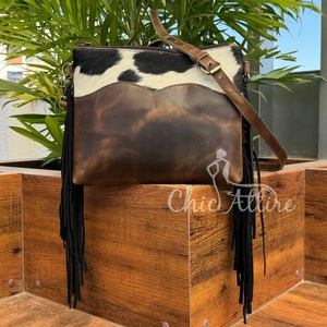 2025 vente en gros de haute qualité mode cuir de vachette bandoulière sacs à franges pour femmes sacs à franges en cuir véritable sac à bandoulière - Product Image 1