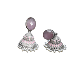 Beautiful Hand-<b>painting</b> Silver Look Alike <b>Stone</b> Stud Jhumka Earring Brass Material Earring Jewelry <b>for</b> Women and Girls - Product Image 5