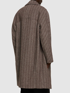 Knitted Wool Double Breasted Button Elegant Design Breathable Windproof Long Sleeve <b>Men's</b> <b>Coat</b> - Product Image 3