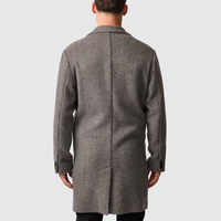 Manteau classique en laine à revers cranté pour homme Manteau long d'affaires gris vison pour les déplacements en hiver Tenue de cérémonie à simple boutonnage