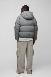 Chaqueta acolchada con capucha gris para hombre, Abrigo acolchado cálido de invierno, ropa de calle informal ligera a prueba de viento, prendas de vestir exteriores - Product Image 2