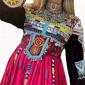 Robe régionale afghane de qualité supérieure Robe de mariage afghane style maxi pour dames avec broderie imprimée - Product Image 2