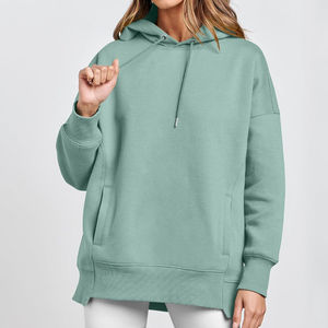 Nueva Llegada Sudadera con Capucha Extra Grande de Manga Larga Informal y Moderna para Mujer con Logotipo Frontal Estampado Sólido 100% Algodón - Product Image 3