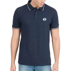 Polo T Shirt Met Katoenen Stof Beste Kwaliteit Oem Effen Blauwe Polo T Shirts Voor Mannen