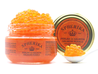 Spherika, Perles de saumon - 100g, substitut de œufs de saumon, pot en verre, garniture, topping, recettes japonaises, sushi, makis, Espagne, Union européenne