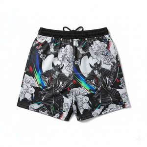 Pantalones Cortos de Malla para Hombre al por Mayor, Transpirables, OEM, con Estampado de Guerrero Samurái, Arte de la Cultura Japonesa, Pantalones Cortos de Hip Hop de Verano - Product Image 2