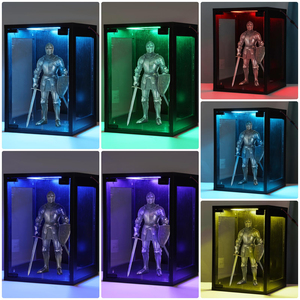 Vitrine de présentation transparente pour figurines avec éclairage LED, <span class=keywords><strong>boîte</strong></span> de collection en acrylique noir pour modèles de salle de jeu - Product Image 5