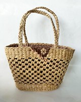 Buatan tangan Vintage air Hyacinth tas tangan wanita bergaya Dual bahu tali tahan lama Pinwheel desain tenun terbuka atas bunga