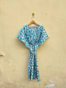 ชุดชายหาดยาว Kaftan โบฮีเมียนพิมพ์ลายดอกไม้สวยๆจากผ้าฝ้ายอินเดีย - Product Image 6