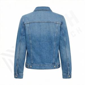 Veste en jean slim fit pour femme, couleur délavée personnalisée, tissu extensible, détails de couture élégants, vêtement décontracté tendance - Product Image 2