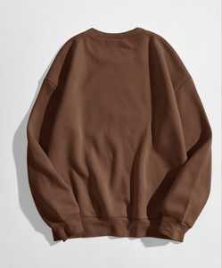 Sweat-shirt décontracté en coton et polyester à col rond Sweat-shirt d'hiver teint uni - Product Image 2