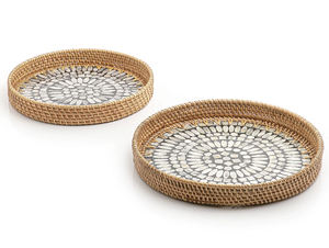 Latest Arrival Premium Quality Rattan Serving <b>Tray</b> Round Shape <b>Large</b> Size Jute Server Ware Wedding Food Serving <b>Tray</b> From India - Product Image 3
