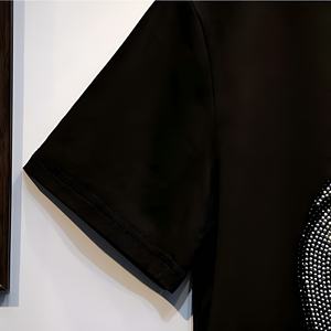 T-shirt tendance 100 % coton avec strass, personnalisé, style cristal, à manches courtes, respirant, avec franges et pompons pour homme - Product Image 6