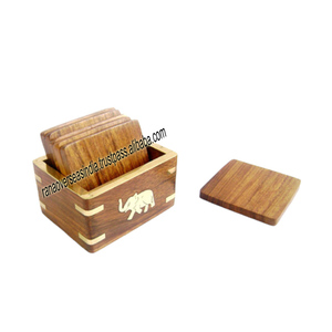 Posavasos cuadrado de madera hecho a mano personalizado más vendido para taza de té y café con soporte a la venta a un precio asequible - Product Image 1