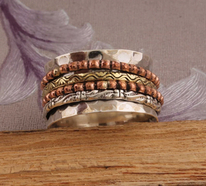 Bague en argent sterling 925 faite à la main à trois tons Bague d'anxiété pour femme F en marron pour mariage et fête Style de méditation - Product Image 3