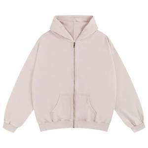 เสื้อมีฮู้ดผ้าฟลีซผ้าฝ้าย380Gsm โอเวอร์ไซส์สำหรับผู้หญิงเสื้อฮู้ดมีซิปด้านหน้าแบบย้อนยุค - Product Image 1