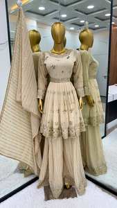 Traje Sharara de trabajo de secuencia bordada Georgette de imitación pesado de último diseñador por FabZone - Product Image 5