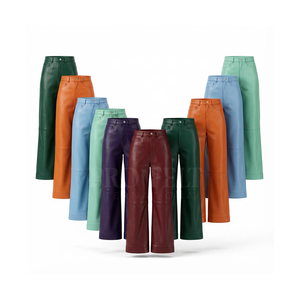 กางเกงหนังแท้ทรงครอปสั่งตัด ขายดี ทรงสลิม แฟชั่น หนังนุ่มหรูหรา ทรงขาบาน - Product Image 1