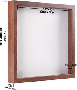 Shadow Box Cadre photo en lin Fond en verre véritable pour souvenirs, scrapbooking, souvenir, 12x12 pouces, paquet de 4, marron - Product Image 6