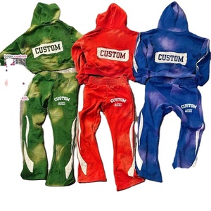 Trajes Deportivos de Algodón 100% de la Mejor Calidad, Lavado Ácido, Invierno, Tinte Liso, Estampado Puff, Estilo Vintage, Hip Hop - Product Image 1