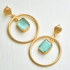 ต่างหูทองเหลืองขายส่ง ต่างหูหินธรรมชาติ ชุบโรเดียม ทองเหลือง แฟชั่นทันสมัย คุณภาพสูง สำหรับส่งออก - Product Image 4