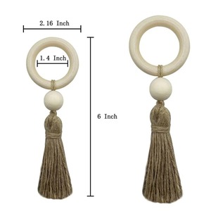 Porte-serviette en bois avec breloque en jute pour décor de table rustique événements de mariage fêtes hôtel salle à manger accent naturel - Product Image 2