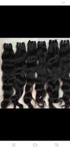 Cheveux vierges indiens bruts 12A, cheveux de temple, non traités, cuticules alignées, cheveux tirés à la main, style vague naturelle, tissage de cheveux - Product Image 4