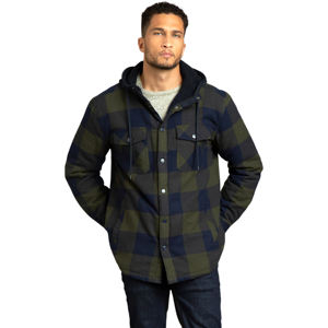 Chaqueta con capucha a cuadros de franela de manga larga para hombre más vendida, tela fina con cuello levantado para invierno a la venta ahora - Product Image 1