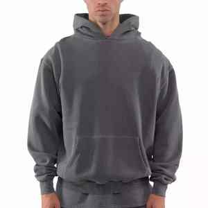 Hoodie oversize unisexe en molleton épais double couche sans cordon, broderie personnalisée, polyester/coton - Product Image 2
