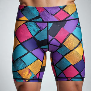 Pantalones cortos de Yoga de sublimación de compresión para hombre, pantalones cortos estampados atléticos de poliéster 100% de alta calidad para hombre - Product Image 5