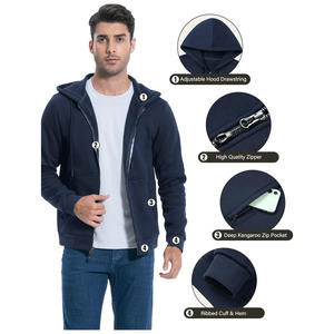 Sudadera con capucha para hombre con cremallera, ajuste personalizado, proveedor OEM, Impresión de logotipo de tela suave, diseño de ropa de calle, etiqueta privada lista - Product Image 2