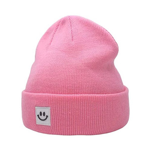 Bonnet en laine 100% très vendu en 2026, couleur rose, confortable, chaud, tricoté, avec revers, logo en caoutchouc, unisexe - Product Image 6