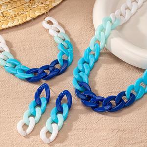 สร้อยคอโซ่แบบหนาทำจากเรซิ่นมีสไตล์สร้อยคออะคริลิคขนาดใหญ่ตัวหนาเครื่องประดับอัญมณีน้ำหนักเบาสำหรับผู้หญิงเครื่องประดับแฟชั่น - Product Image 2