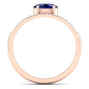 Anillo de Compromiso REYES de Lujo con Zafiro Azul de Corte Ovalado de 0.5 Quilates y Moissanita en Oro Sólido de 14 Quilates para Mujer, Joyería con Piedra de Nacimiento - Product Image 4
