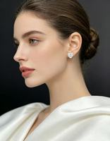 Prix de gros Boucles d'oreilles romantiques en argent S925 avec zircon taillé H&A et griffes serties, bijoux de luxe légers pour femmes