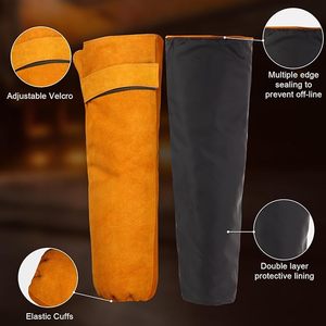 Leather Work Welding <b>Sleeves</b> Heat & Flame Resistant <b>Arm</b> Safety <b>Protection</b> Extra Length 18 inch Gardening <b>Sleeve</b> - Product Image 3