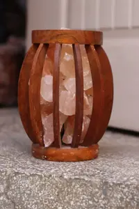 Cesta de madera de bambú de forma redonda con trozos de sal, cesta de madera de Pakistán, cesta de madera al por mayor con trozos de sal - Product Image 5