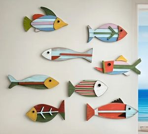 MEILLEUR PRIX Blue Lotus 2025 Ornement de thème nautique de poisson décoratif en bois pour cadeaux de vacances - Product Image 5
