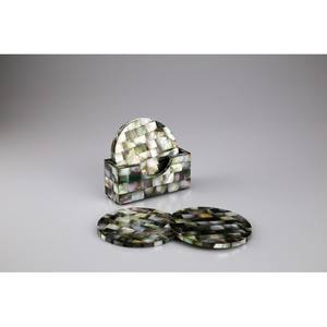 Shell Placemat Luxury <b>Tea</b> <b>coaster</b> Set with Holder Custom Size logo Round square Bone Inlay Mother of Pearl Inlay - Product Image 6