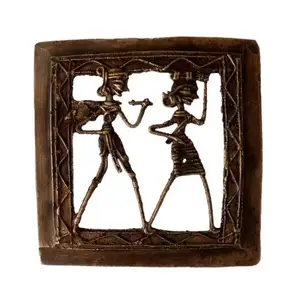 手工制作的印度黄铜墙艺术部落情侣浪漫心情与装饰边框雕像墙艺术家居装饰礼品