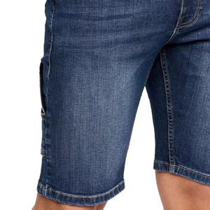 Pantalones cortos de mezclilla para hombre con logotipo personalizado de alta calidad, corte regular, ropa de calle de verano lavada ligera, pantalones vaqueros rectos tejidos de cintura media de talla grande - Product Image 6