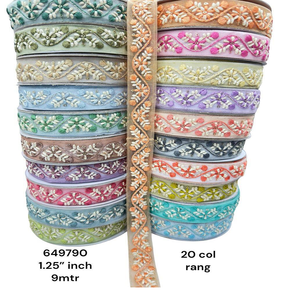 Cintas bordadas a máquina hechas a medida en diseños de flores y en veinte colores para vestidos de novia en 1,25 pulgadas de ancho - Product Image 1