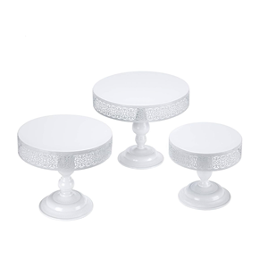 White Metal <b>Cake</b> <b>Stand</b> <b>Set</b> 3 Regular Size Shape Wedding Table Decorations Elegant Foreign Design Long Lasting Customized Logo - Product Image 1