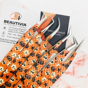 แหนบต่อขนตาสแตนเลสเคลือบกระดาษแบบกำหนดเองแหนบปลายแหลมแบบยั่งยืนฉลากส่วนตัว - Product Image 2