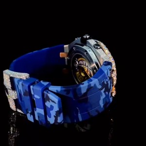 Montre pour homme en diamant Moissanite VVS de haute qualité, bracelet en caoutchouc, montre de luxe sertie de diamants, vente chaude, prix abordable - Product Image 5
