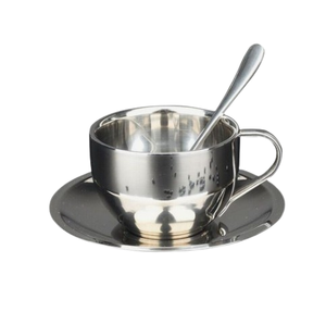 Tazas de té de estilo clásico, gran oferta, de doble pared taza de té, platillos, juego de tazas de café y té de la tarde de Espresso de acero inoxidable - Product Image 5