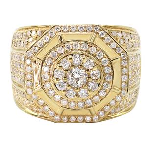 Bague de luxe pour homme en or 10K 14K 18K Bague Hip Hop tendance VVS Lab Grown Full Diamond avec Alphabet arrondi Bijoux fantaisie Cadeau - Product Image 1