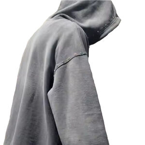 Personnalisé Hommes Lourd 100% Coton Double Zip Hoodies Haute Qualité Soleil Délavé Lavage Sweats Strass Hommes Zipper Hoodie - Product Image 3